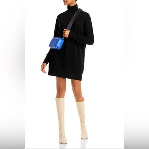 AQUA Cashmere Women’s Turtleneck Dress Black Sz S New